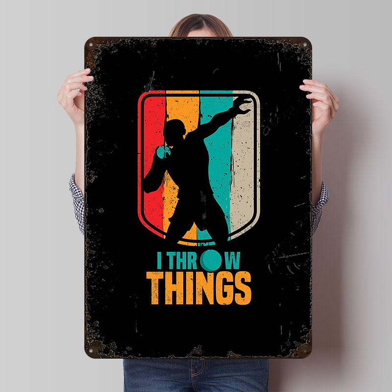Shot Put Metal - Grappig kogelstoten cadeau-idee blikken poster gepersonaliseerde