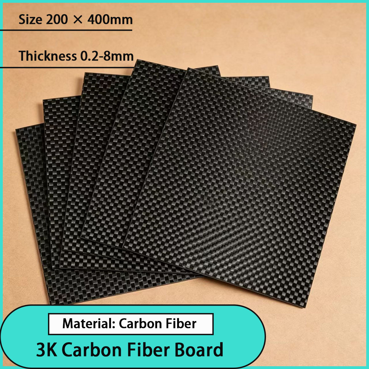 Sports Equipment Used - 0,2 mm-8 mm dikke 3K koolstofvezelplaten