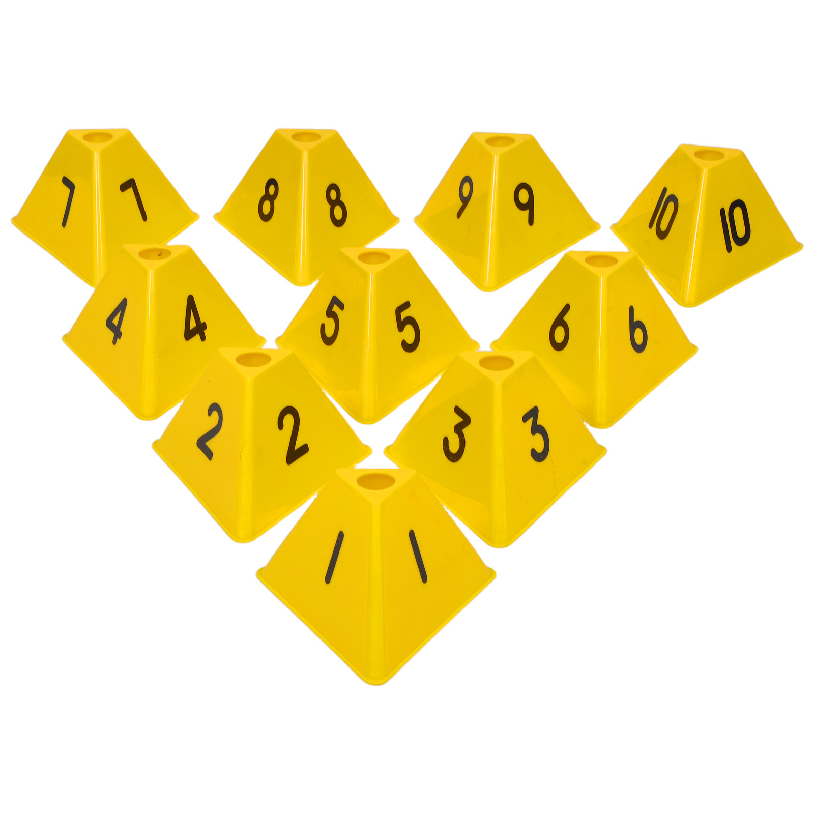 Football Training Cone - 10 stuks voetbal trainingsmarkeringskegels genummerde driehoekige